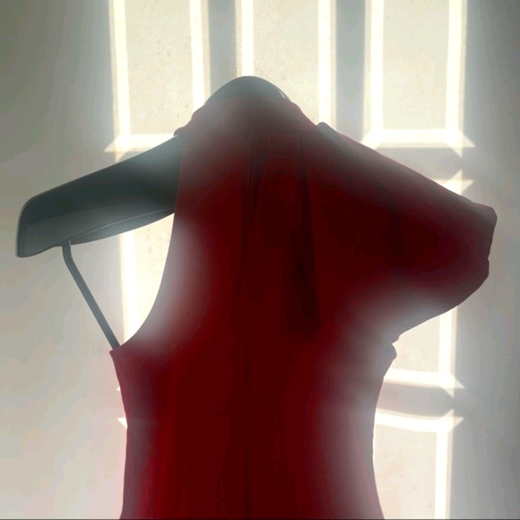 SOHO Gathered Shoulder Bodycon Red Mini Dress - Picture 5 of 6